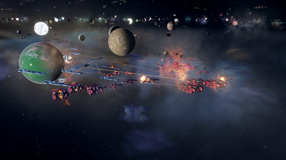 Fleets meet in battle on the galaxy map